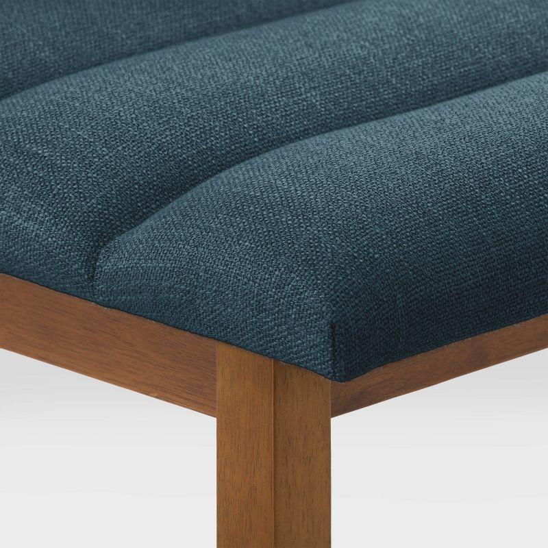 Set of 2 Boston Channel Tufted Fabric Barstools Navy Blue - CorLiving: Upholstered, High Back, Rubberwood Legs