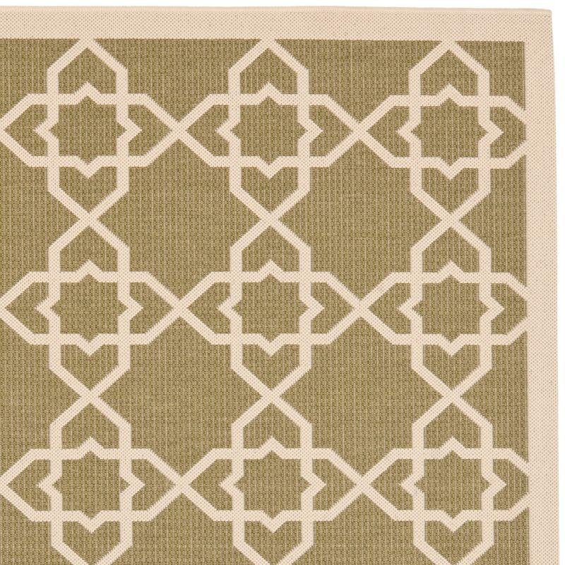 Courtyard CY6032 UV & Stain Resistant Non-Shedding Power Loomed Indoor/Outdoor Area Rug - Green/Beige - 6'7"x6'7" - Safavieh