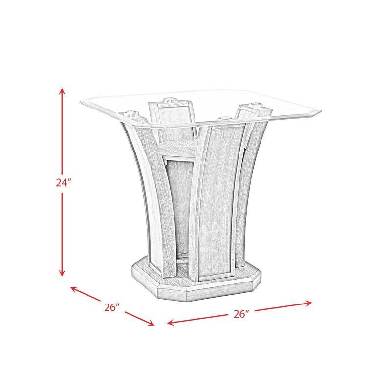 Simms Square End Table Gray - Picket House Furnishings: Glass Top, Transitional Base, Rubberwood