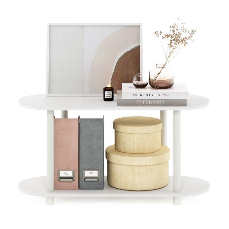 Furinno Modern 2-Tier Oval Side Table Accent End Table Entryway Table for Living Room Bedroom Home Decor,White