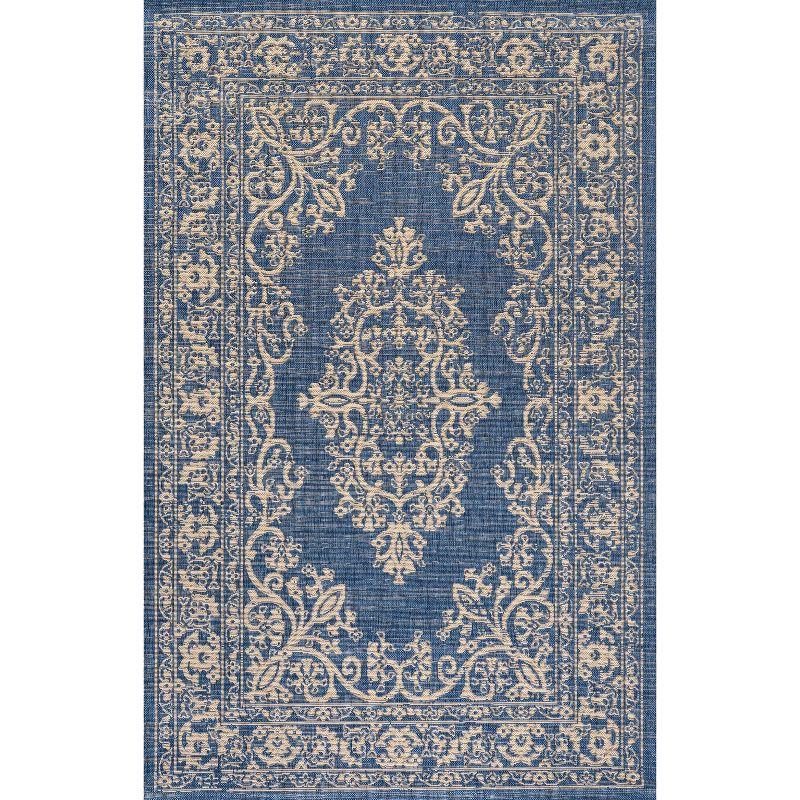 Mediterranean Dream Blue & Ivory Synthetic Medallion Rug