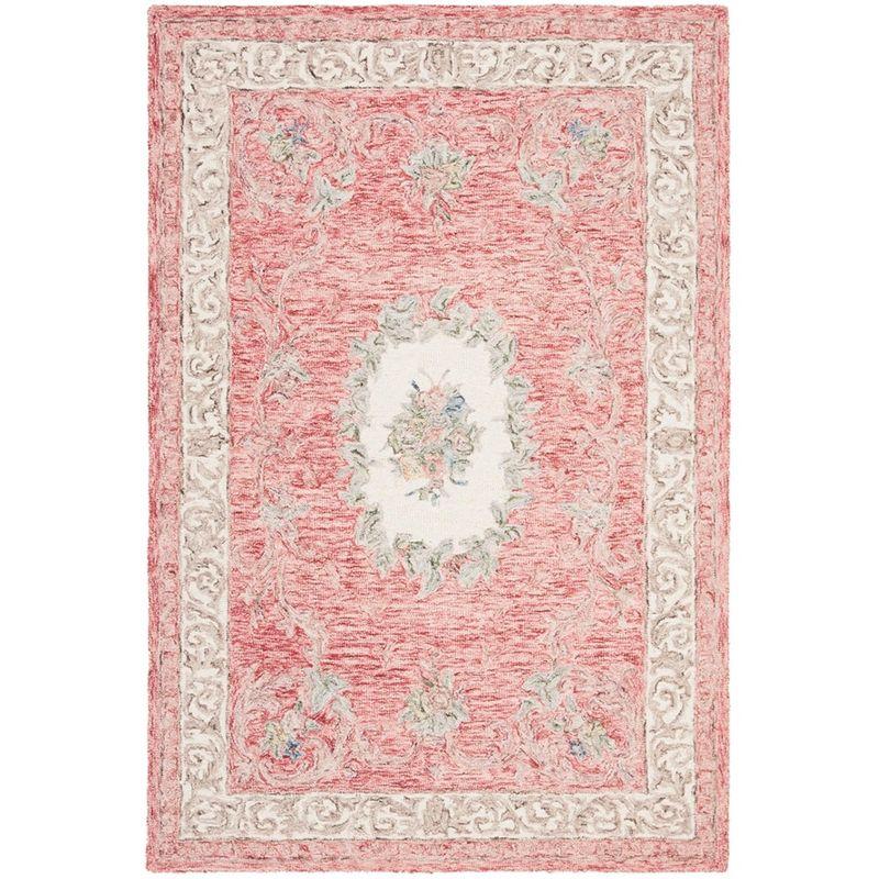 Aubusson AUB105 Hand Tufted Area Rug - Red/Ivory - 4'x6' - Safavieh.