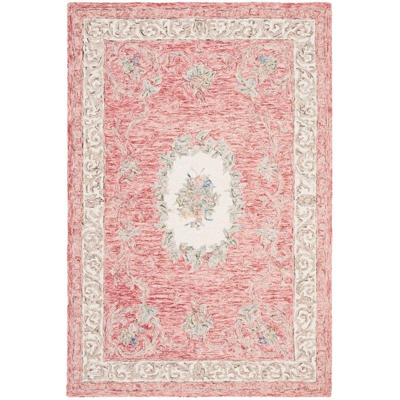 Aubusson AUB105 Hand Tufted Area Rug - Red/Ivory - 4'x6' - Safavieh.