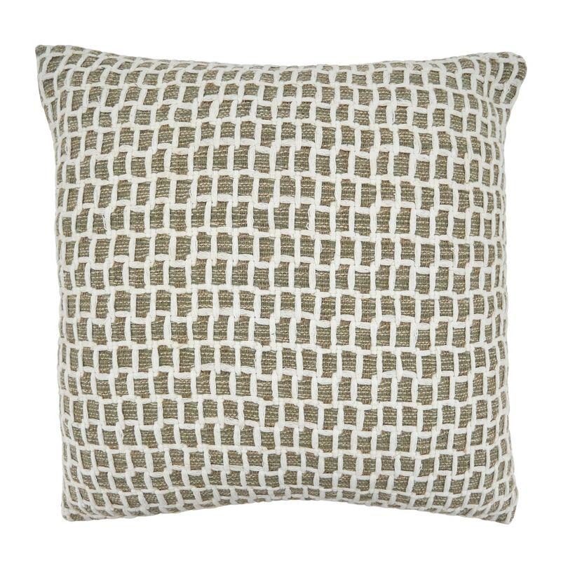 Natural Cotton Net Design Square Throw Pillow