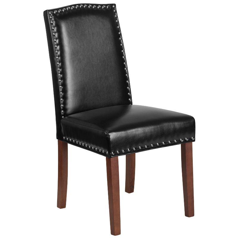 Black LeatherSoft Parsons Side Chair with Nailhead Trim