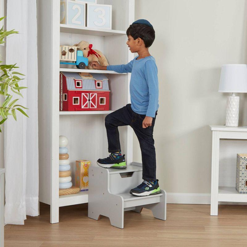 Gray Wooden Two-Step Kids Step Stool