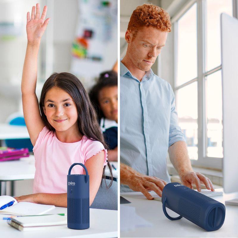 Pure Enrichment Pure Zone Mini Personal Air Purifier Blue: HEPA Filter, USB Powered, Captures Dust & Smoke, 5-Year Warranty