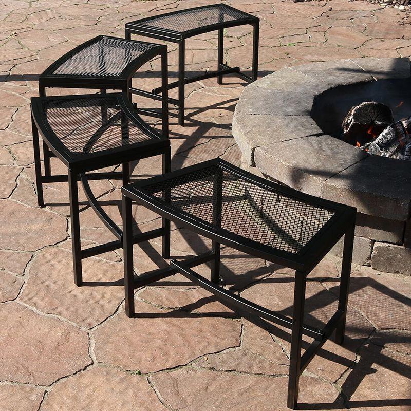 Sunnydaze Outdoor Lightweight and Portable Metal Patio Side End Table or Backless Bench Seat with Mesh Top - 23"