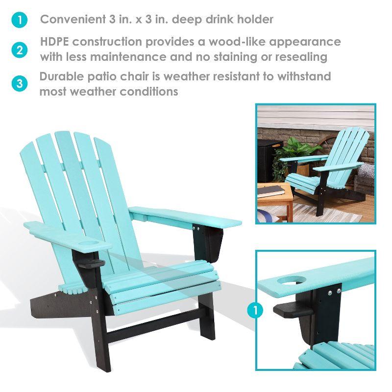 Sunnydaze Plastic All-Weather Heavy-Duty Outdoor Adirondack Chair with Drink Holder