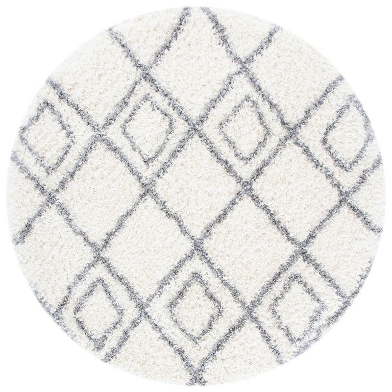 Moroccan Tassel Shag MTS335 Power Loomed Area Rug - Ivory/Light Grey - 6'7" round - Safavieh.