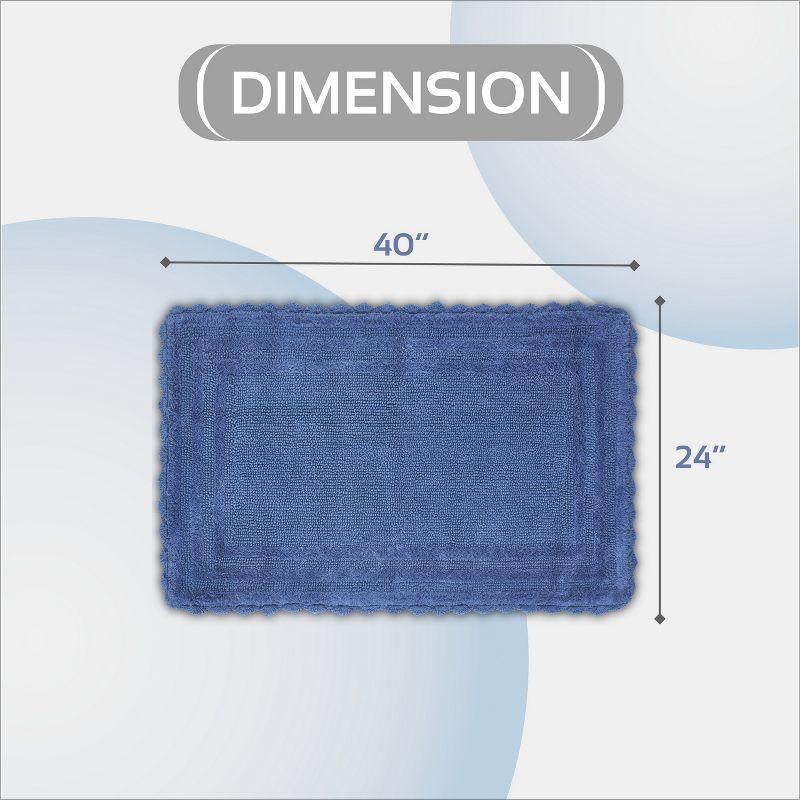 Better Trends Lilly Crochet 100% Cotton Tufted Reversible Bath Rug 24" x 40" Rectangle - Blue