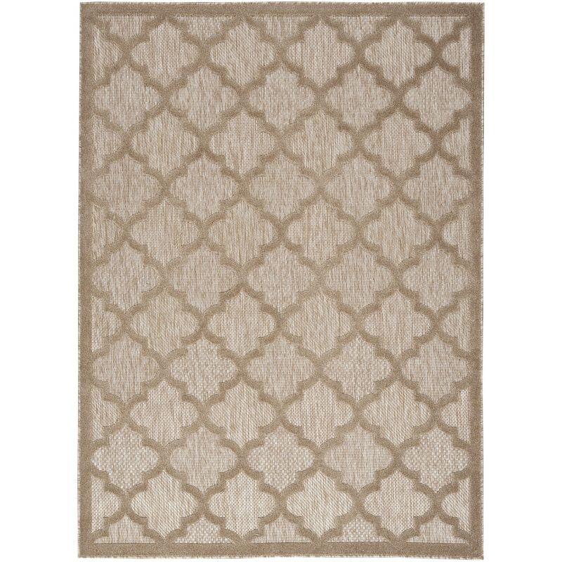 Nourison Easy Care Trellis Flatweave Indoor Outdoor Area Rug 4' x 6' Natural Beige