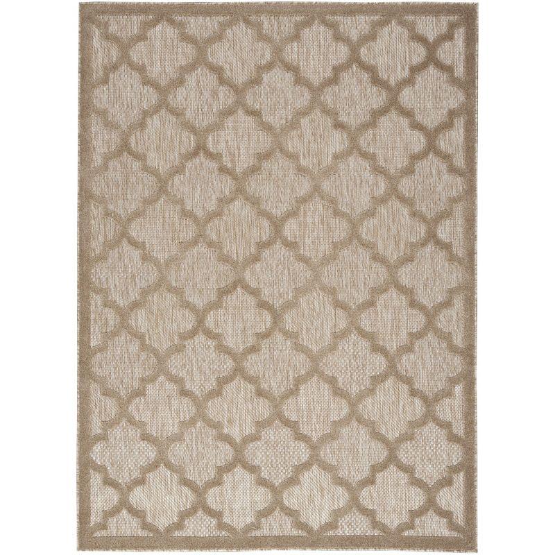 Trellis Pattern Easy Care Natural Beige 4' x 6' Outdoor Rug