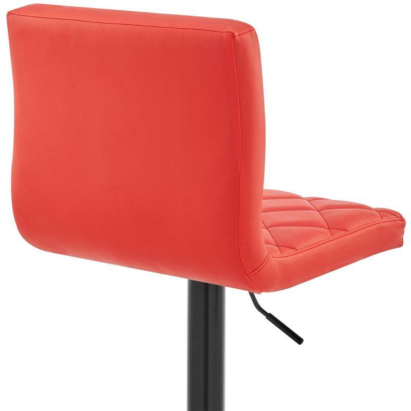 Contemporary Red Faux Leather Adjustable Swivel Barstool with Metal Base