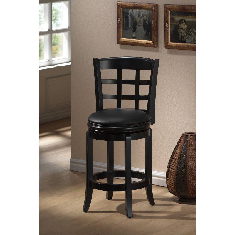 Kyoto 29" Black Swivel Barstool with Leather Seat