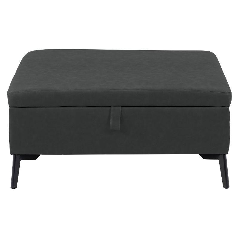 Linden Square Black Fabric Storage Ottoman with Metal Legs