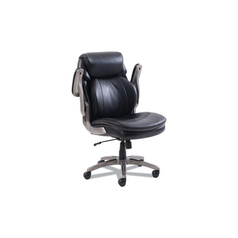 SertaPedic Black Leather Executive Swivel Chair with Adjustable Arms