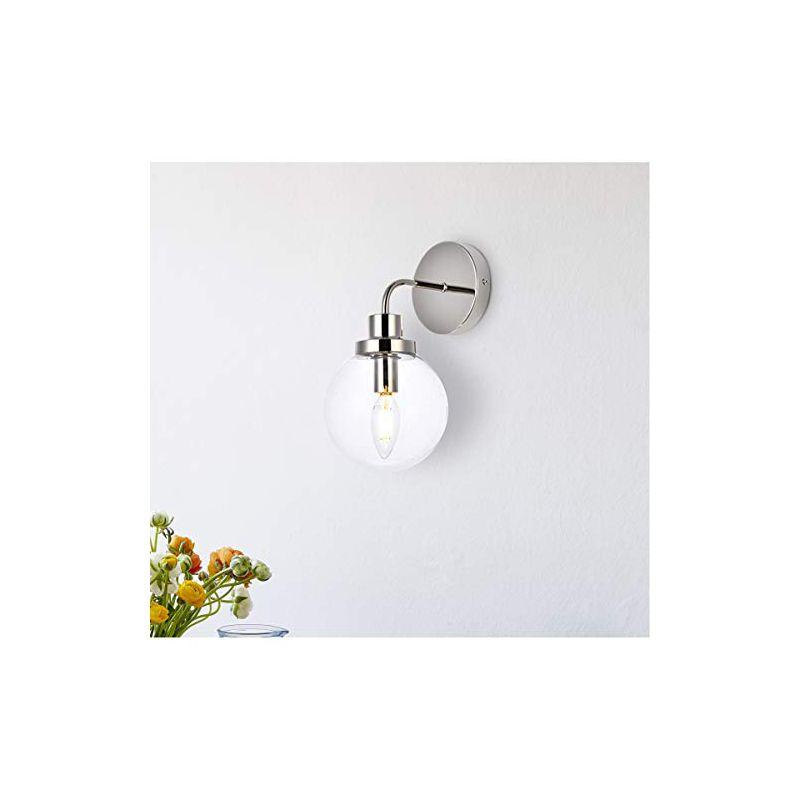 Elegant Lighting Hanson 1 light bath sconce in polished nickel with clear shade