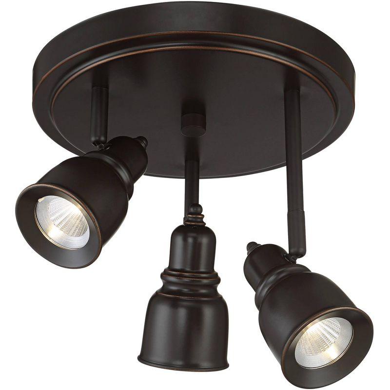 Pro Track Denise 3-Head LED Ceiling Track Light Fixture Kit GU10 Spot Light Dimmable Low Profile Brown Bronze Finish Rustic Kitchen Bathroom 10" Wide