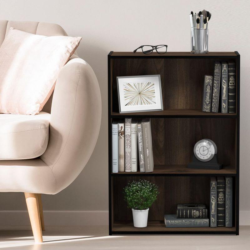 Columbia Walnut 12"x35" 3-Tier Open Shelf Bookcase