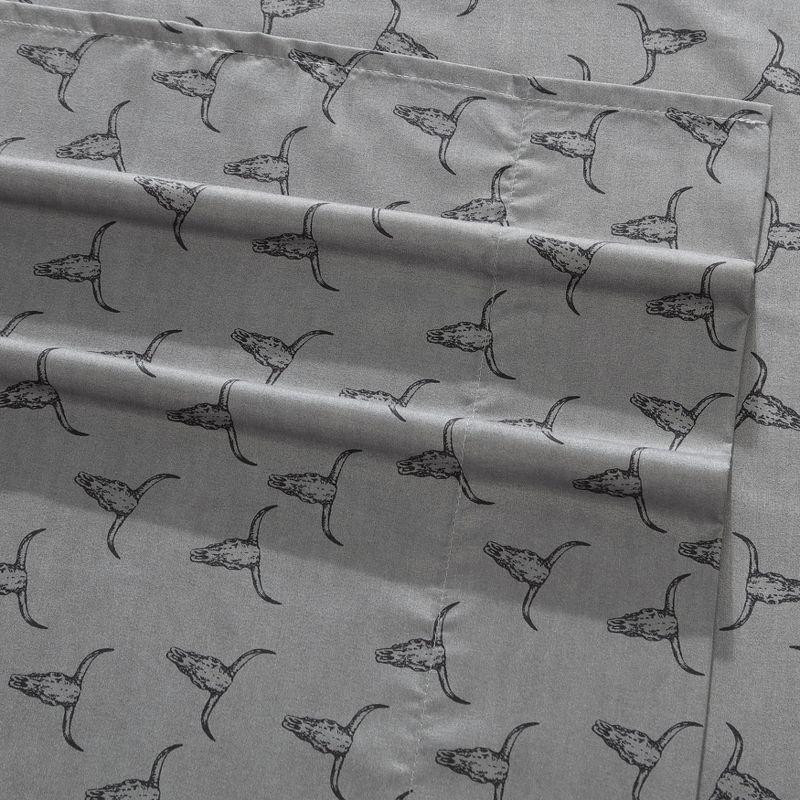Wrangler Steer Skulls Grey 100% Microfiber Queen Sheet Set