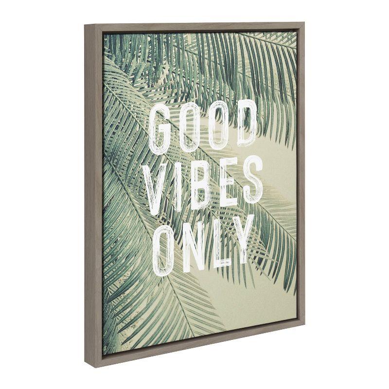 18" x 24" Sylvie Vintage Tropical Palms Good Vibes Only Canvas: Wall Display, Quote Art - Kate & Laurel All Things Decor