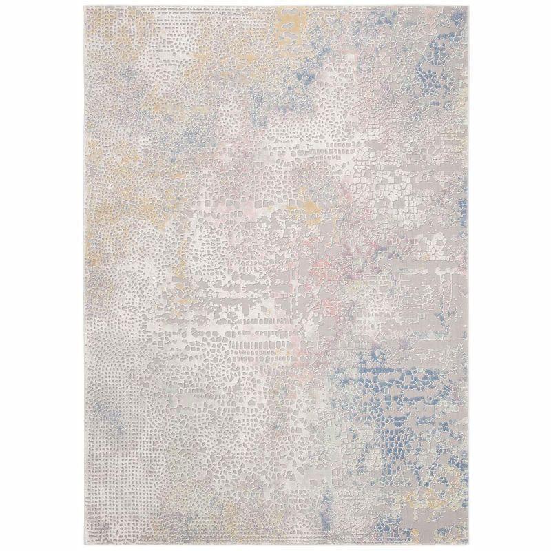 Gray and Gold Abstract Stain-Resistant Area Rug