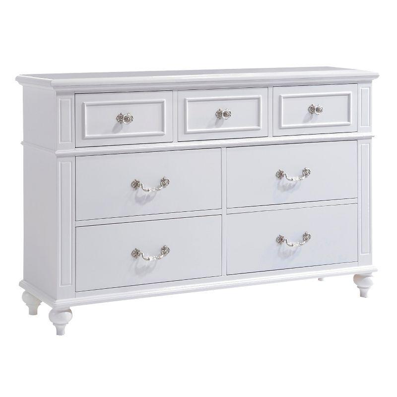 Picket House Furnishings Annie Dresser White: 5-Drawer Horizontal Storage, Wood Frame, Metal Glides