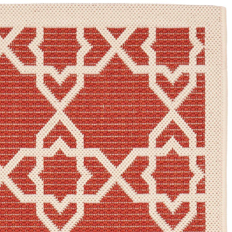 Courtyard CY6032 UV & Stain Resistant Non-Shedding Power Loomed Indoor/Outdoor Accent Rug - Red/Beige - 2'7"x5' - Safavieh