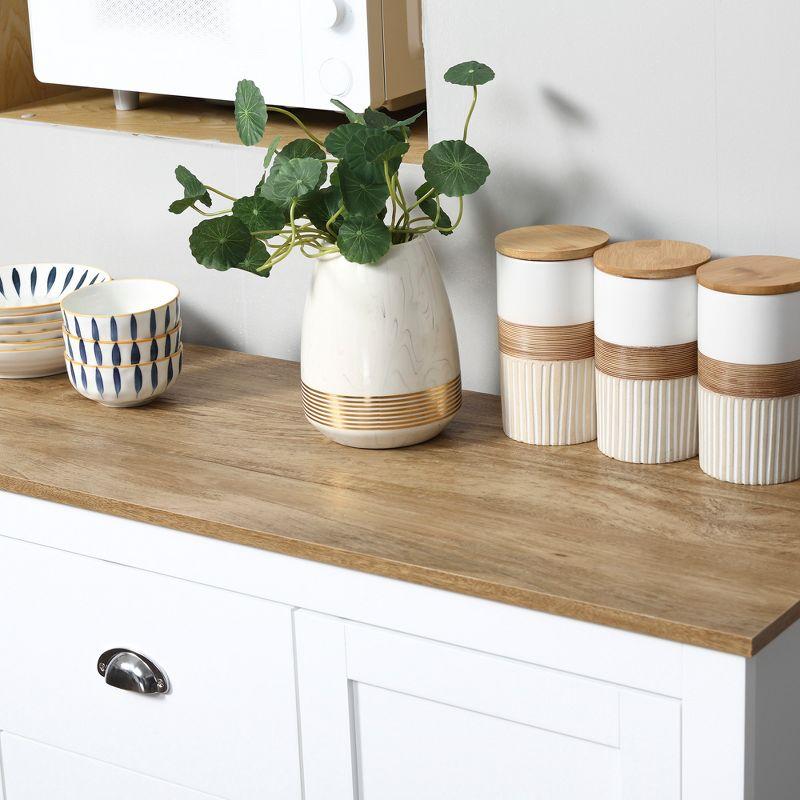 White MDF Kitchen Sideboard with Adjustable Shelves and Drawers