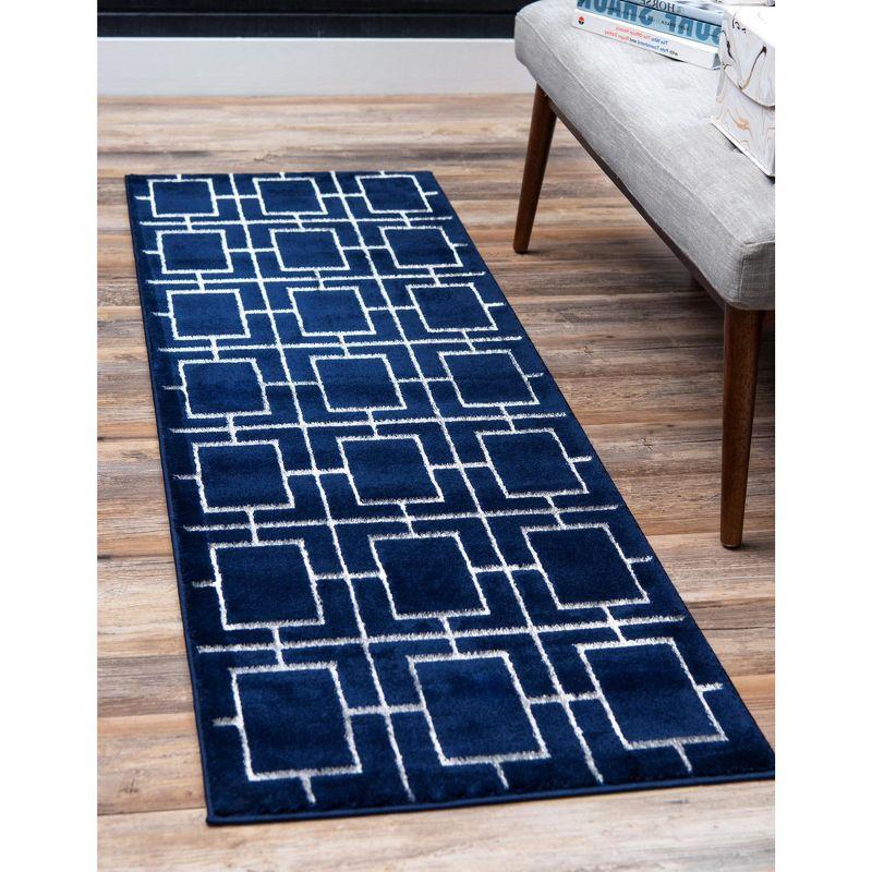Glam Navy Blue Silver Area Rug