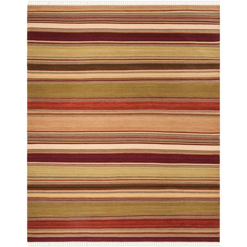 Hand-Woven Southwestern Kilim 8' x 10' Wool Rug in Warm Red