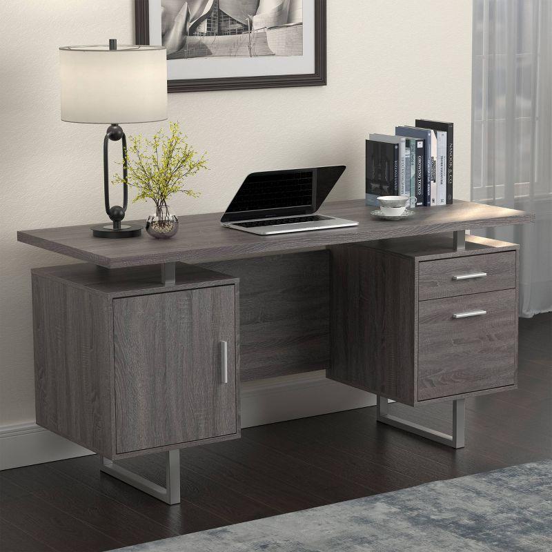 Lawtey 2 Drawer Office Desk Weathered Gray - Coaster: Modern Home Furniture with File Storage