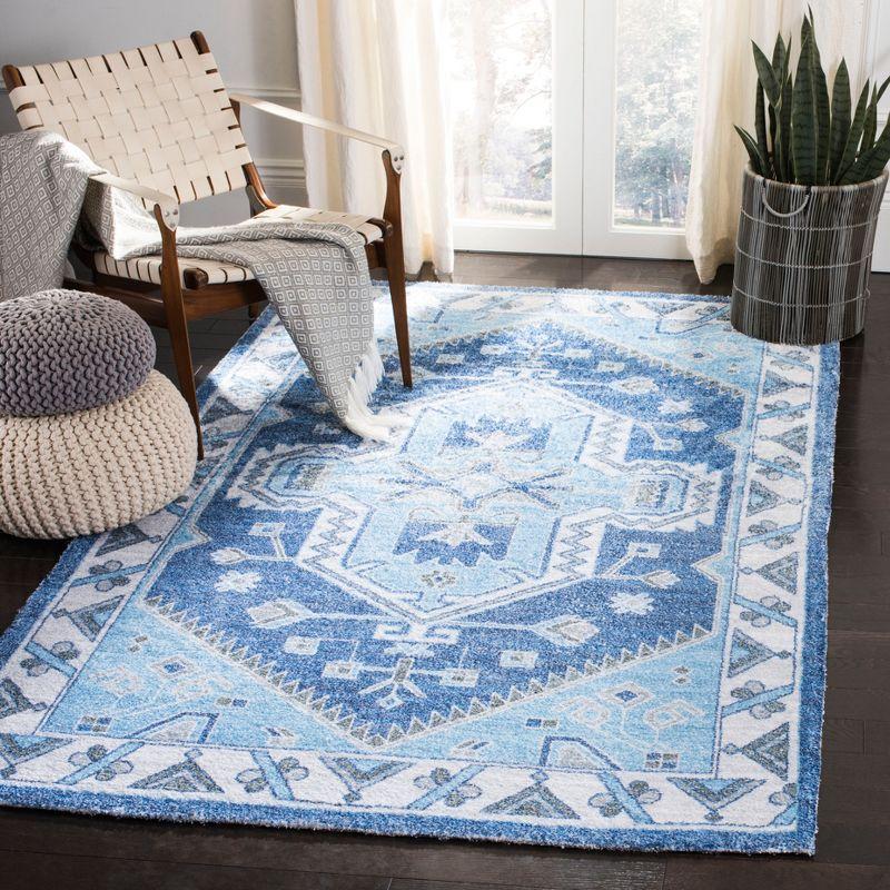 Saffron SFN549 Hand Loomed Area Rug - Blue/Ivory - 3'x5' - Safavieh.