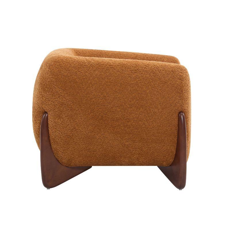 Christopher Knight Home Raymond Birch Wood Boucle Upholstered Club Chair, Caramel
