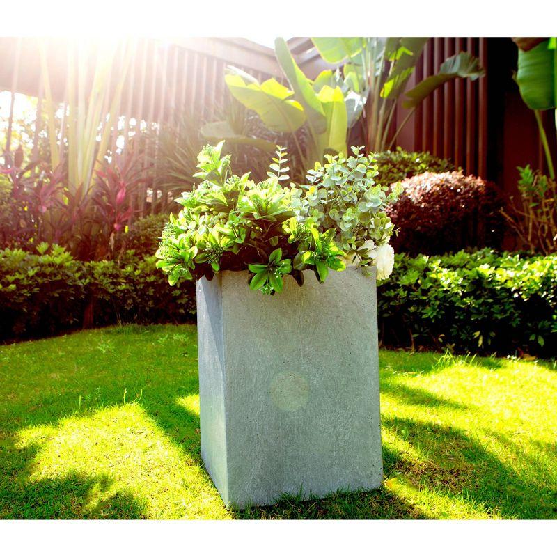 Rosemead Home & Garden, Inc. 9" Wide Kante Lightweight Modern Square Concrete/Fiberglass Indoor Outdoor Planter Box Slate Gray