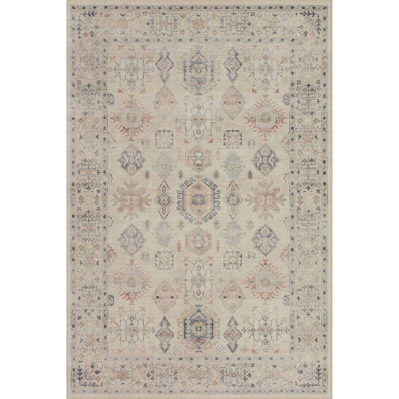 3'6"x5'6" Hathaway Rug Beige - Loloi Rugs: Traditional Medallion, Indoor Flat Pile, Polyester Canvas Backing
