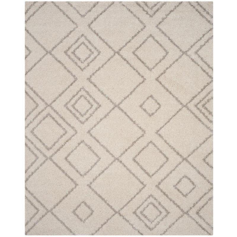 Ivory Beige Hand-Knotted Shag Area Rug 79"x11"