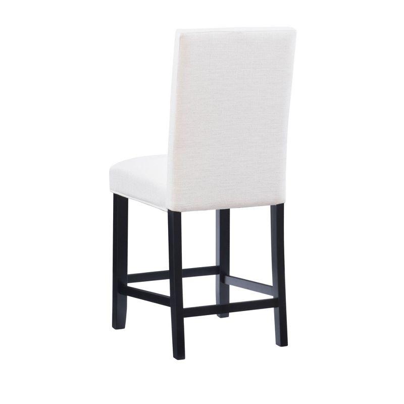 Linon 24" Stewart Padded Back and Seat Faux Leather Upholstered Counter Height Barstool - Glitz White: Elegant Nailhead Trim, Wood Legs