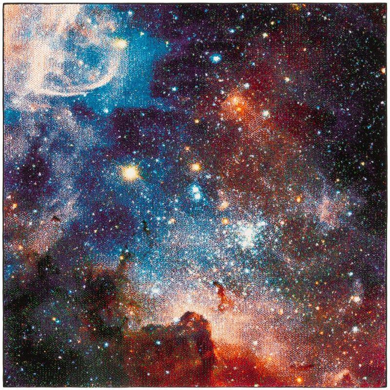 Galaxy Multicolor Abstract Synthetic Square Area Rug