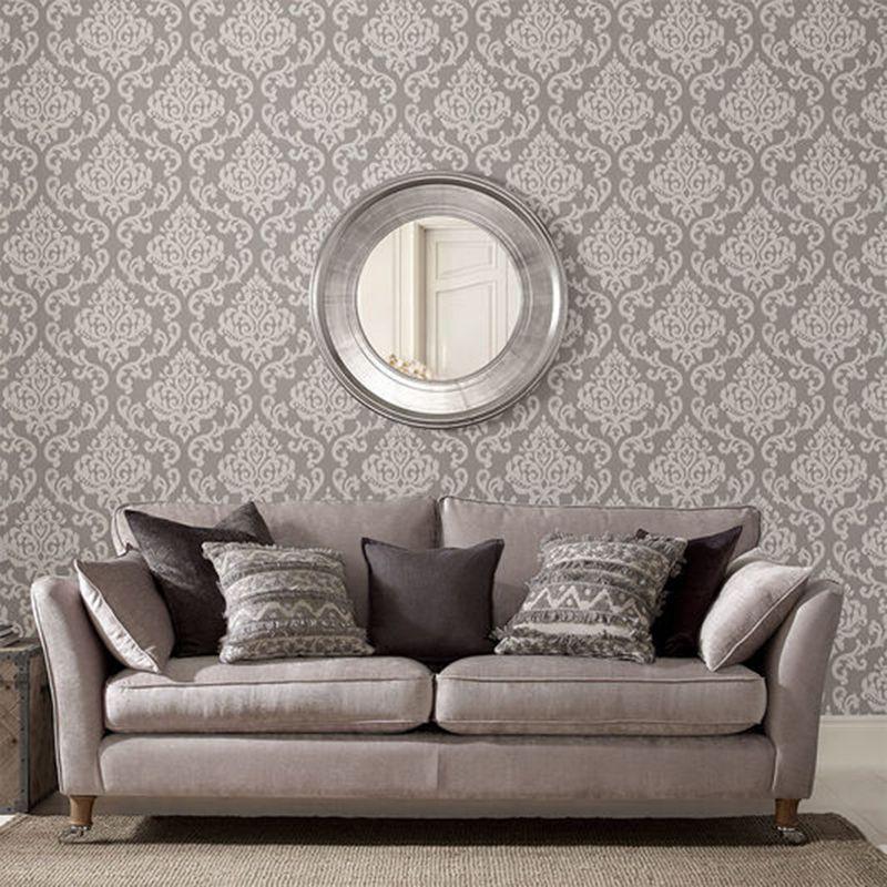 Ink Damask Grey Mist Paste the Wall Wallpaper
