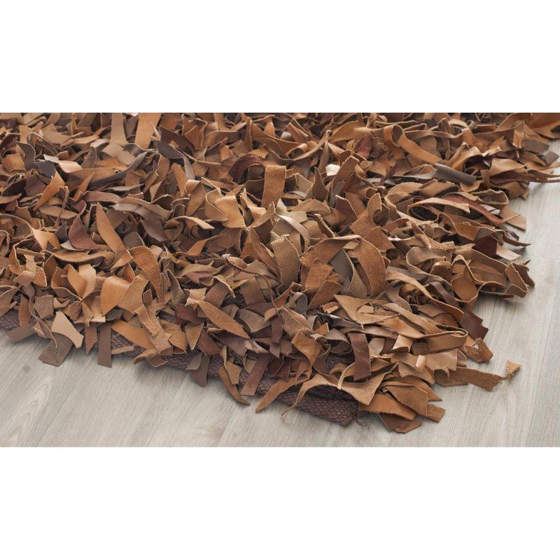 Leather Shag LSG511 Handwoven Accent Rug - Brown - 3'x5' - Safavieh