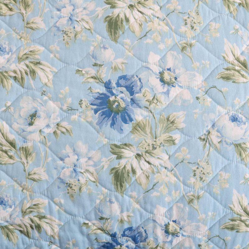 Laura Ashley Peony Garden 100% Cotton Quilt Set Blue