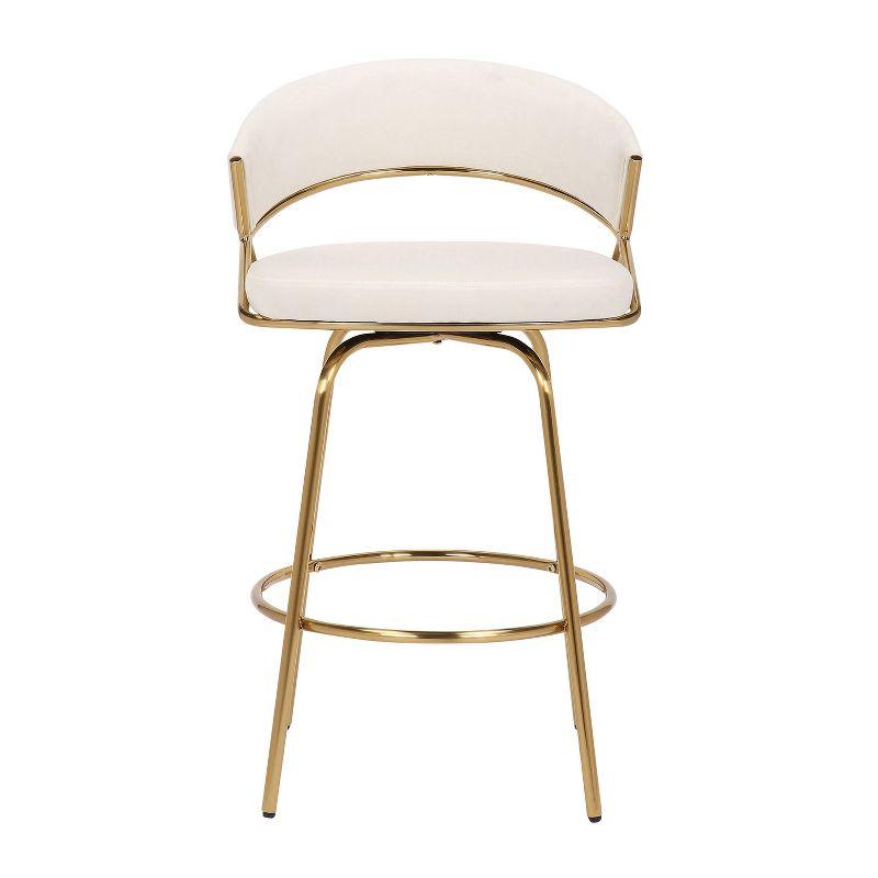 Cream Velvet Gold Metal Swivel Counter Stool Set