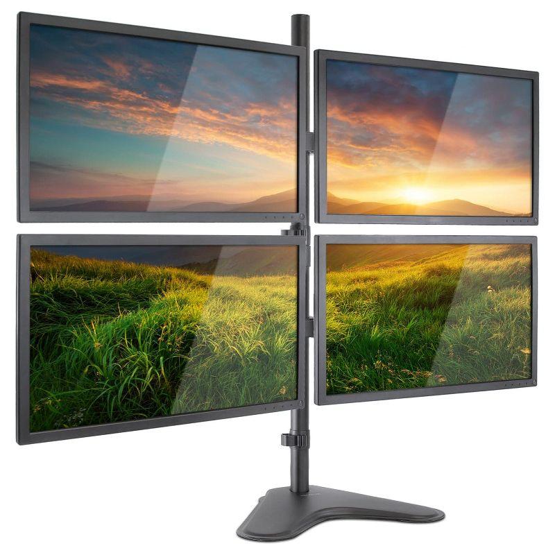 Mount-It! Quad Monitor Stand, Height Adjustable Free Standing 4 Screen Mount Fits Monitors up to 32 Inches, Black, Steel