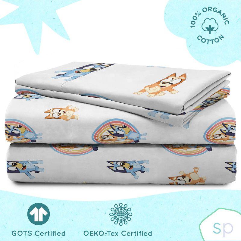 Saturday Park Saturday Park Bluey Rainbow 100% Organic Cotton Sheet Set