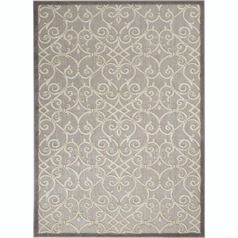 Nourison Aloha Contemporary Scroll Flatweave High-Low Indoor Outdoor Area Rug Natural 5'3" x 7'5"