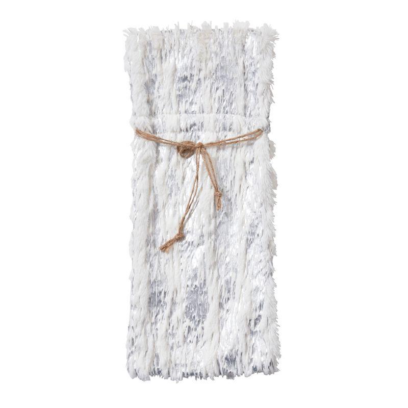 Saro Faux Fur With Brushed Metallic Foil Print Bottle Bag (Set of 12)