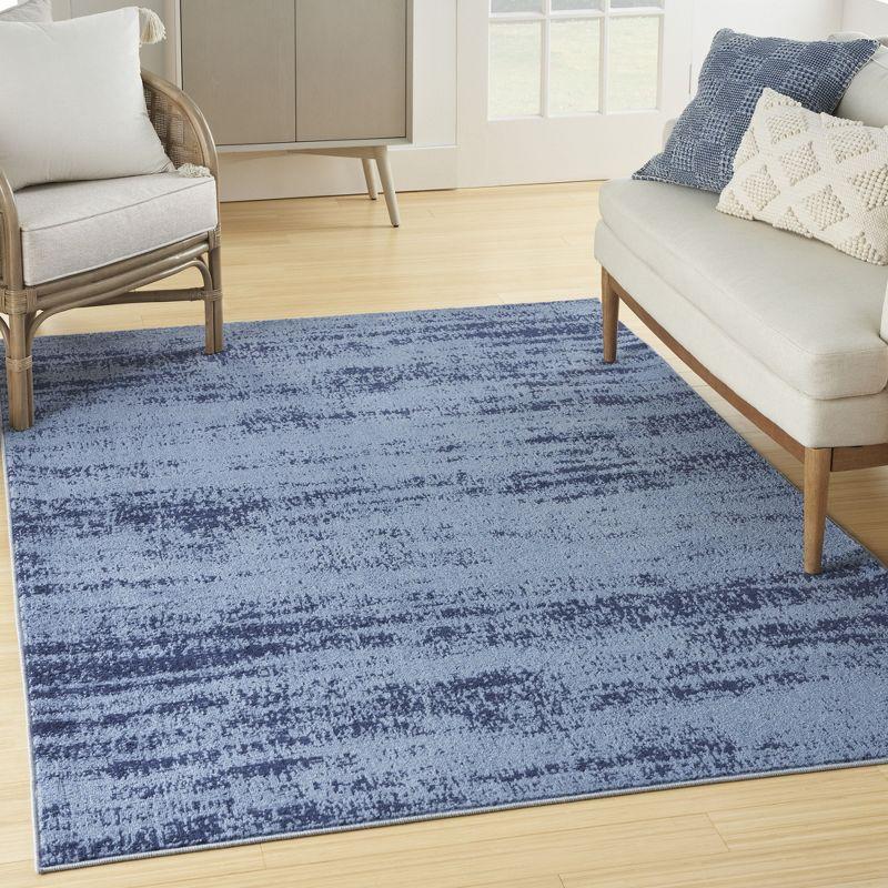 Nourison Essentials Abstract Low Pile Indoor Outdoor Area Rug 5' x 7' Denim