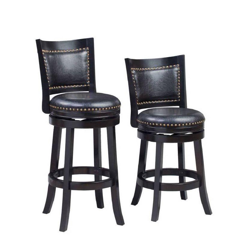 Bristol 29" Black Swivel Wood and Leather Bar Stool